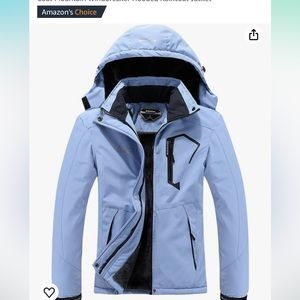 Amazon Moerdeng Ski Jacket Windbreaker Hooded - Denim Blue - Medium